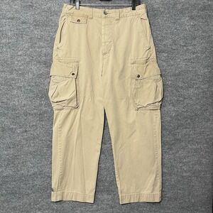 VTG Polo Ralph Lauren Pants 34x30 Beige Baggy Paratrooper Military‎ Button Fly